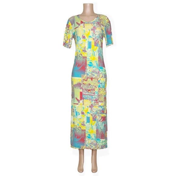 NWT GANNI Printed Rib Jersey Maxi Dress, Multi, FR42 - Picture 2 of 7